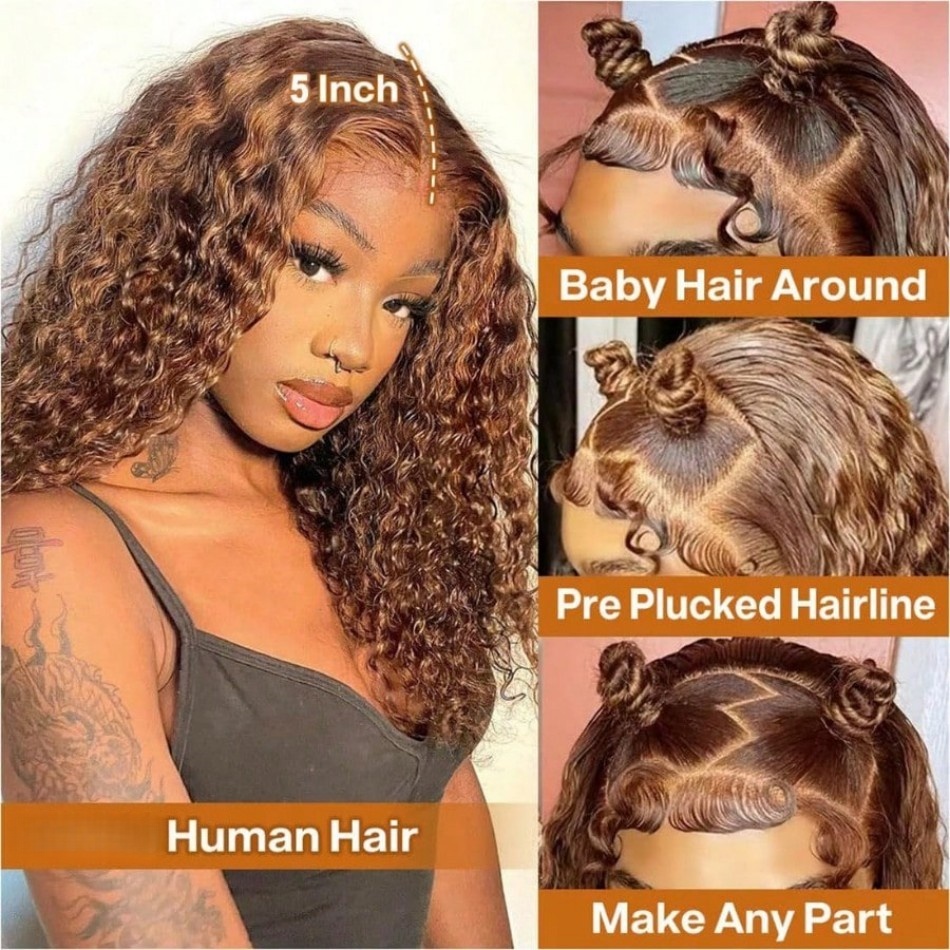 P4/27 Highlight Curly Short Bo - Glueless Wear And Go Human Hair Wig review and price