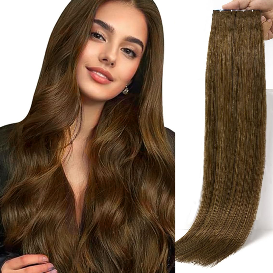 Tape In 100% Human Hair Straig - Invisible Tape In Extensions Real Hair review and price