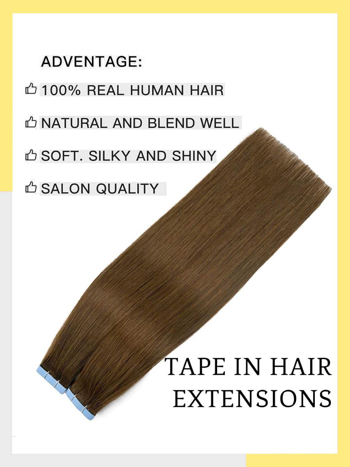 Tape In 100% Human Hair Straig - Invisible Tape In Extensions Real Hair review and price