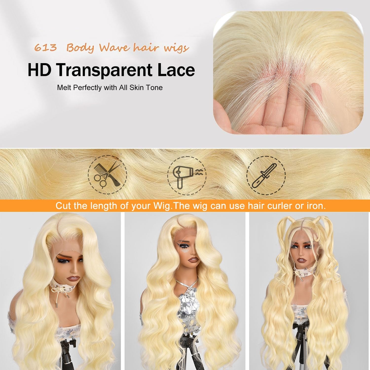 13x4 Lace Front Wig Human Hair - 613 Blonde Body Wave Lace Front Wig review and price