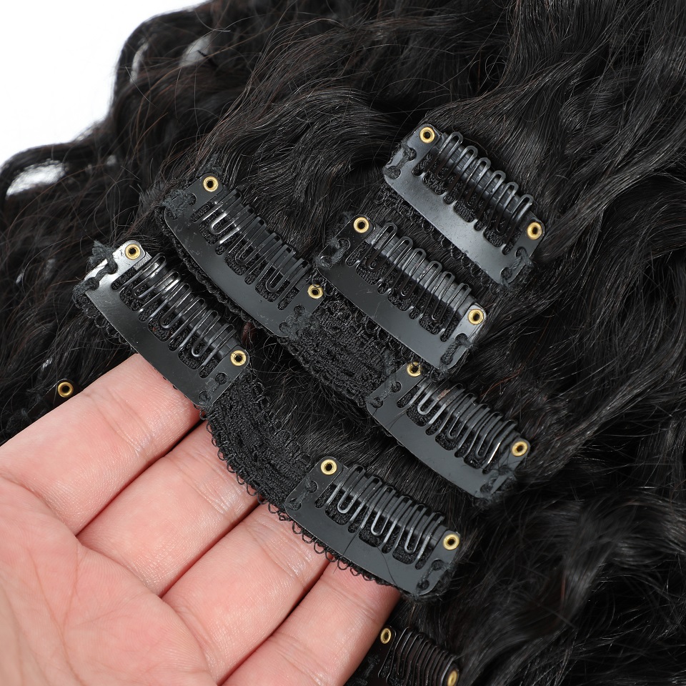 8-24 Inches Water Wave Curly C - Seamless Clip In Hair Extensions Human Hair review and price
