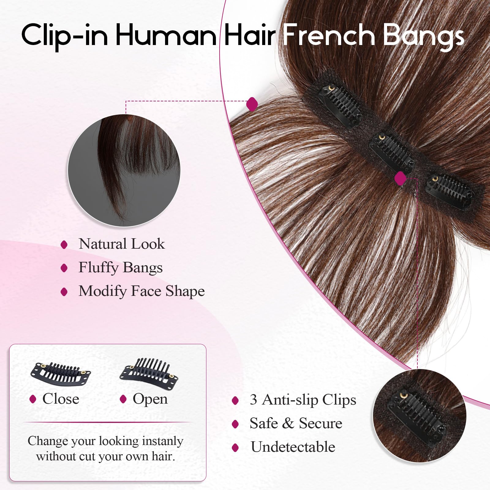 100% Human Hair Bangs Clips in - Seamless Clip In Hair Extensions Human Hair review and price