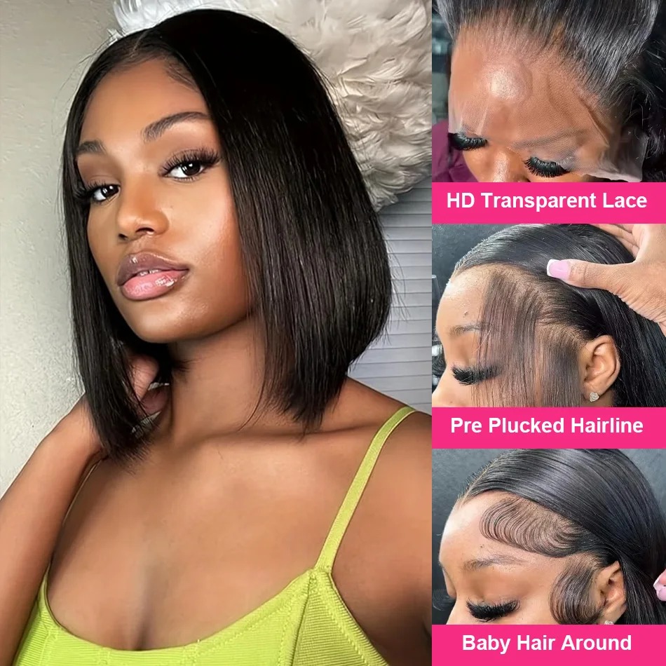 Bob Wig Human Hair Short Strai - Glueless Wear And Go Human Hair Wig review and price